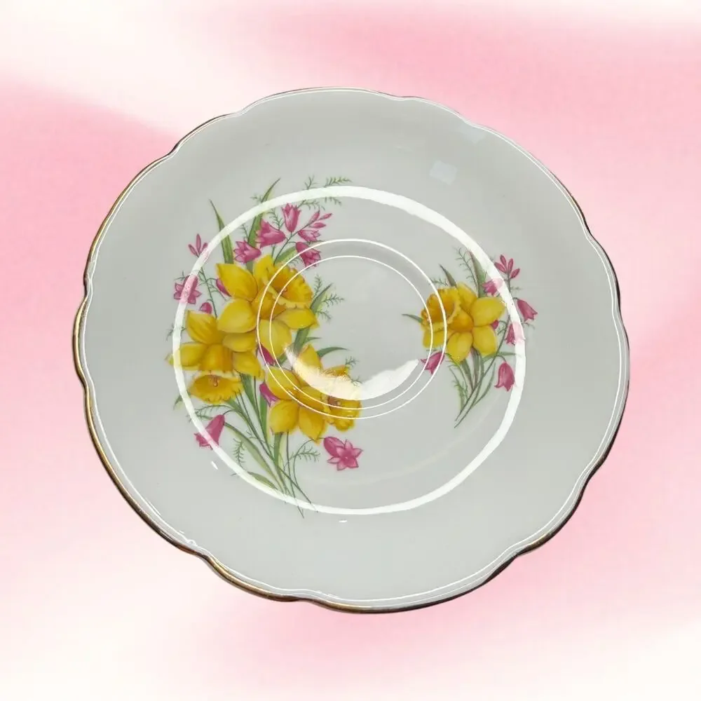 Vintage Princess Cup Consort Saucer Bone China Daffodil Floral Cottagecore